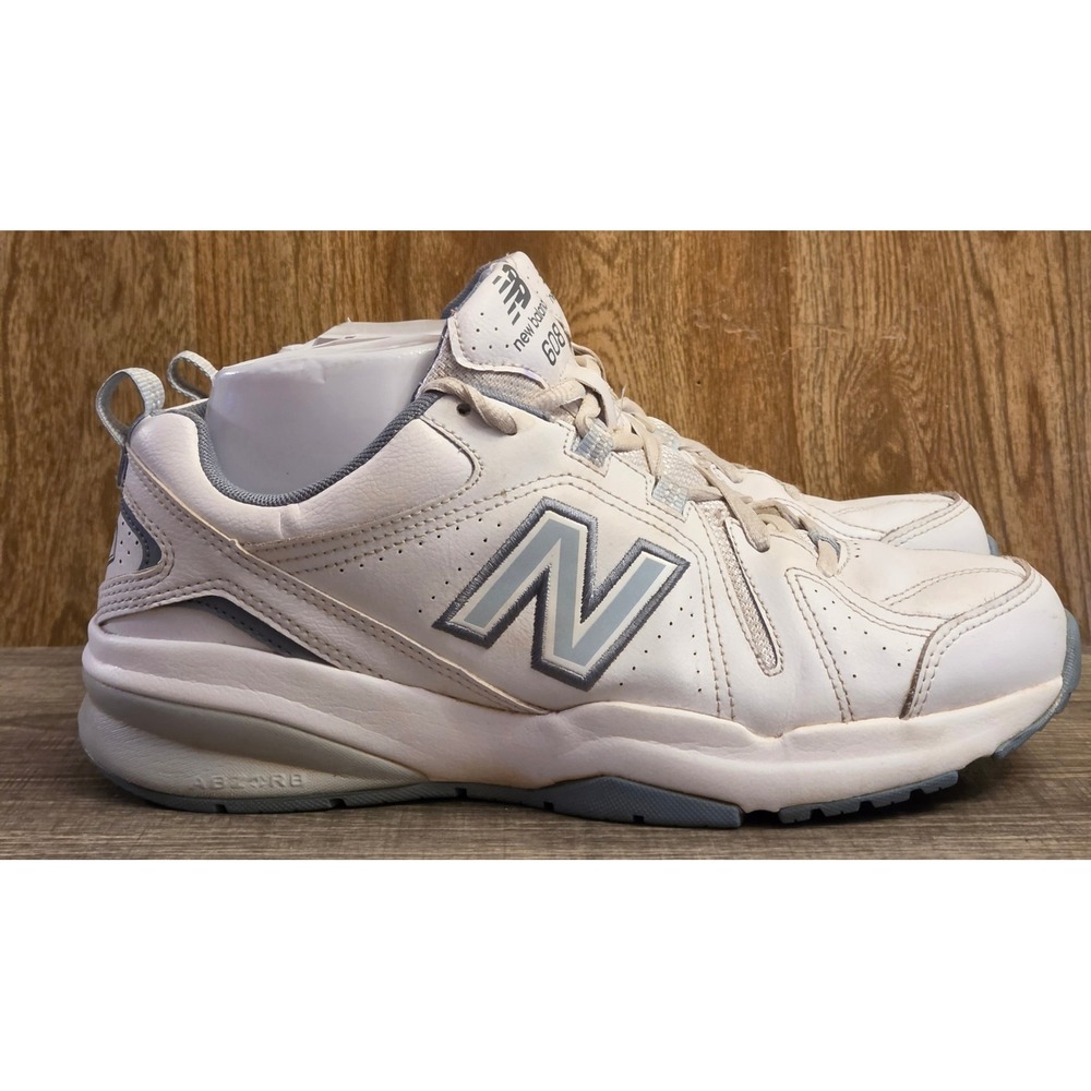 New Balance 608 V5‎ Leather Casual Sneakers Womens 8.5 Wide Mens 7 White Blue